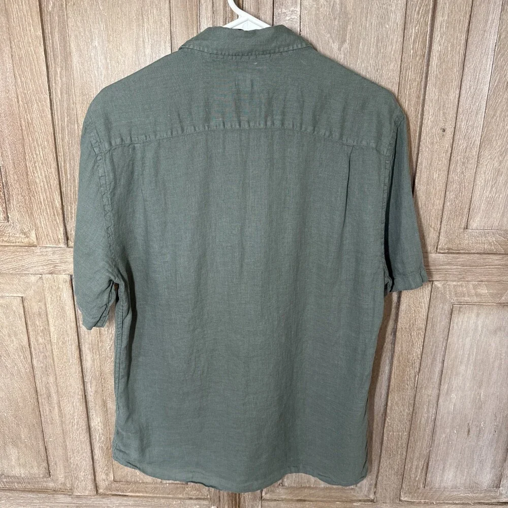 Faherty Laguna Linen Shirt Men’s Medium Spruce Green 100% Linen Short Sleeve